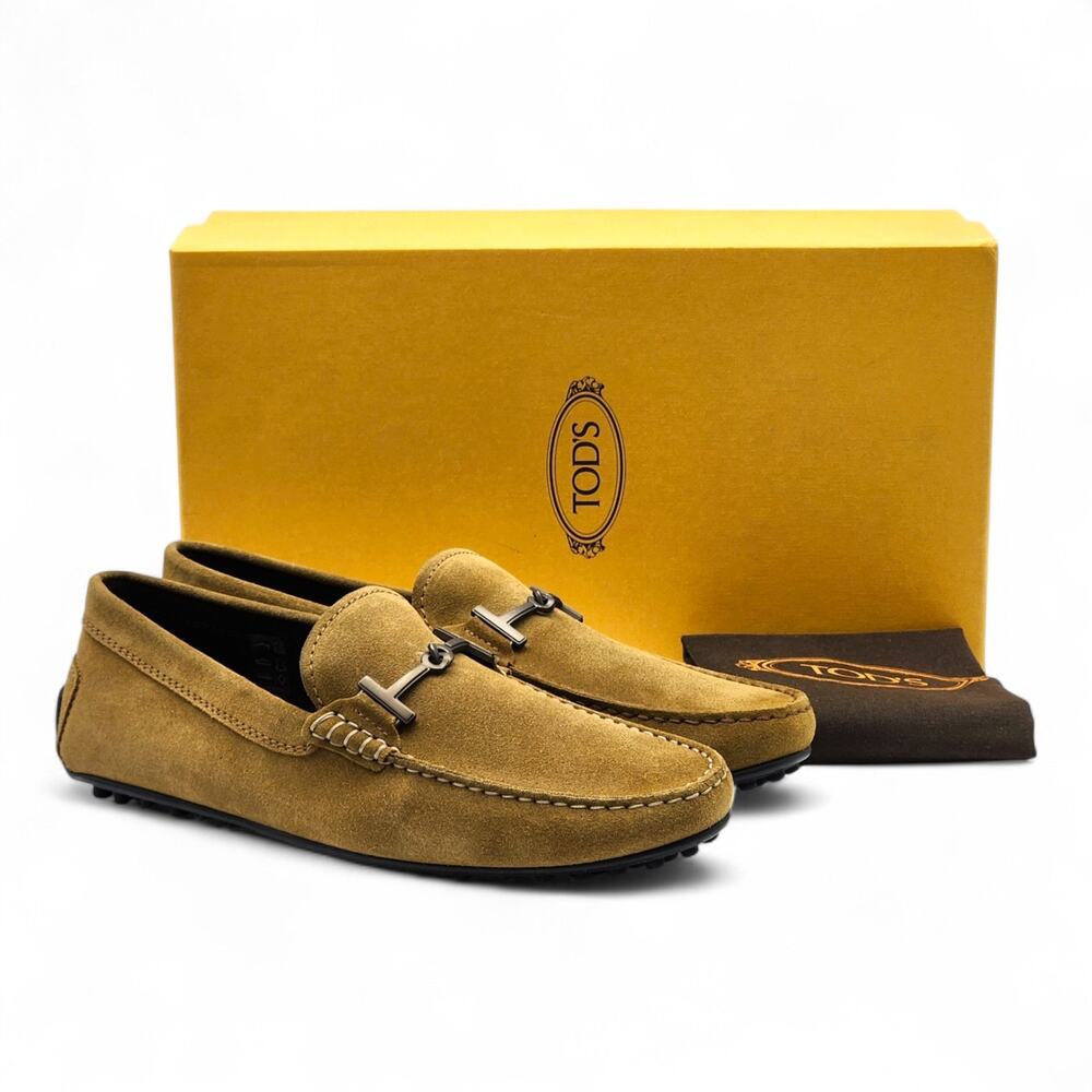 Tod's Gommino Driving Suede Brown Loafers Gunmetal Bit UK 7.5 US 9 - NWB $695